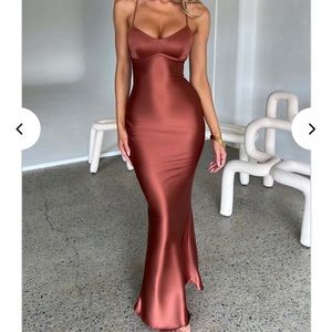 Babyboo Fashion Satin Malika Maxi Dress Rust